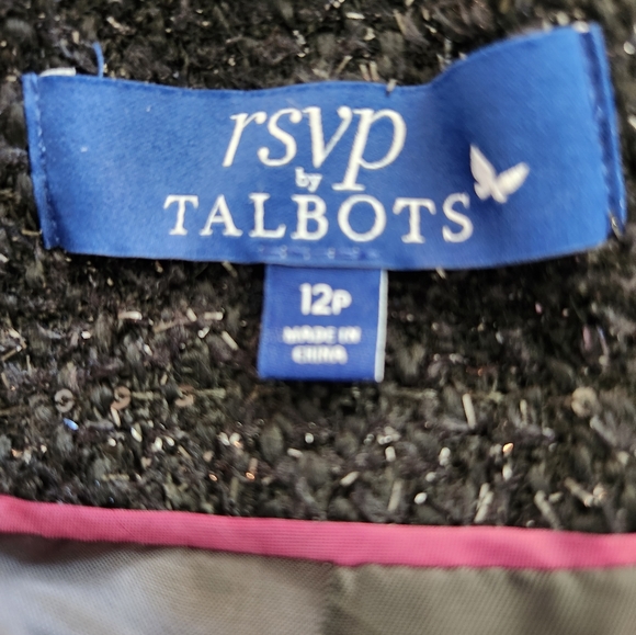 RSVP BY TALBOTS  size 12P fully lined black jacket trimmed in faux pearls. - Picture 6 of 7